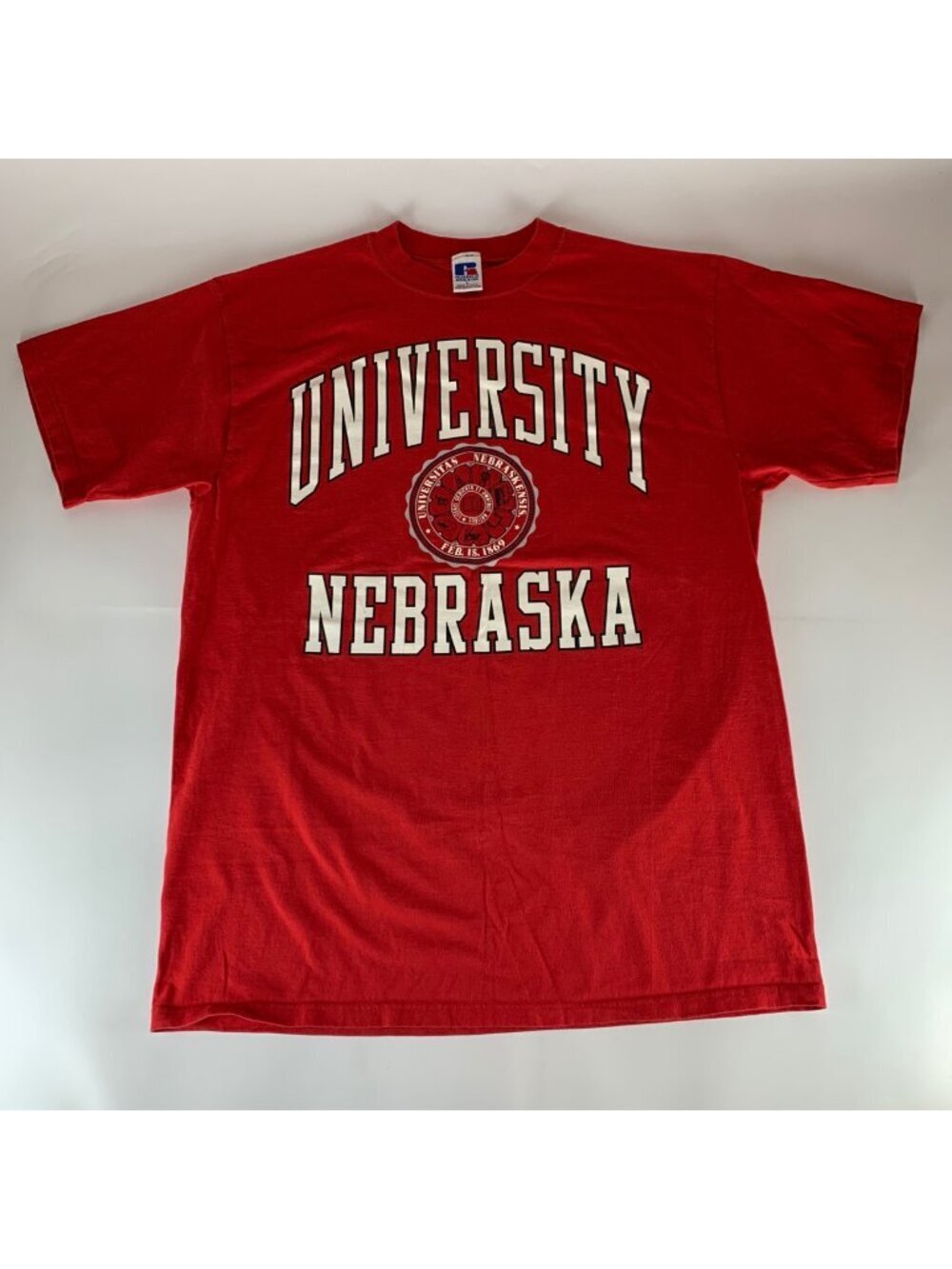 Nebraska Cornhuskers NCAA Vintage Red Russell Athletic Short Sleeve Shirt Large